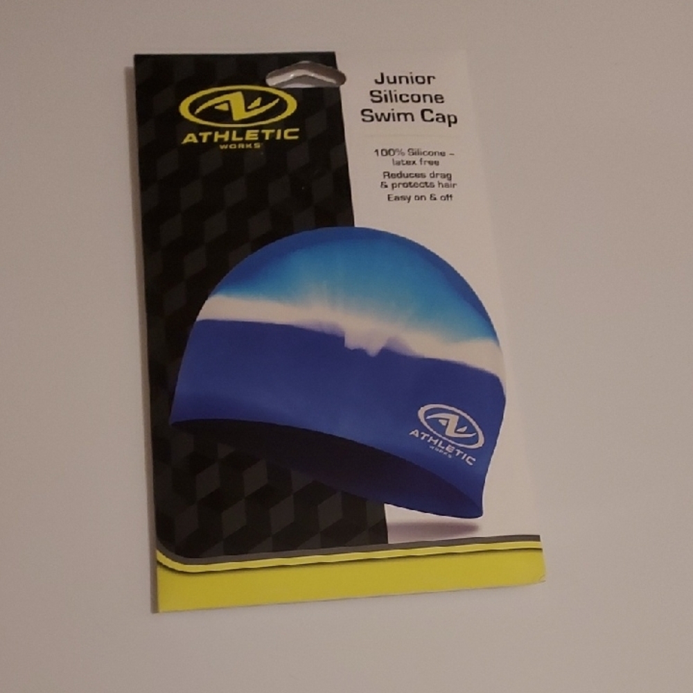 Athletic Works Blue Junior Silicone Swim Cap